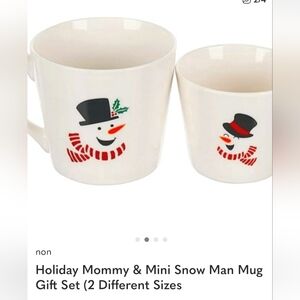 Snowman Mug Gift Set Mommy & Mini Mug ,+ Hot Coco Packet New